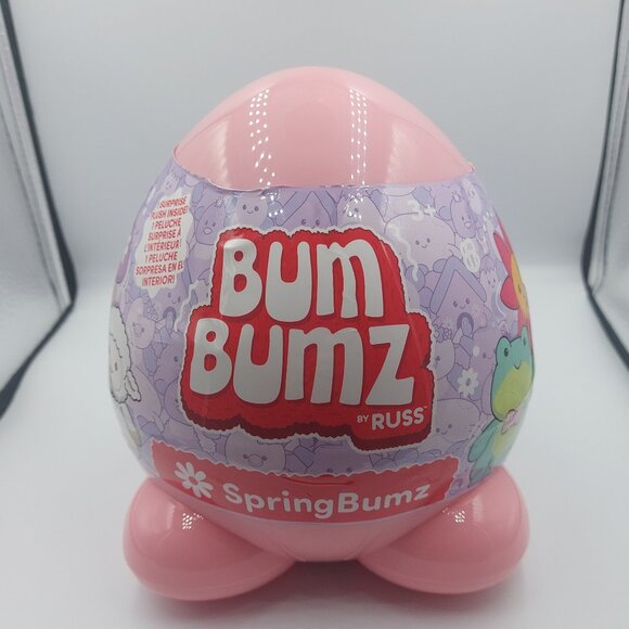 NEW Russ Bum Bumz Springbumz 7.5" Spring Easter Surprise Plush Toy Pink Egg - Picture 1 of 4